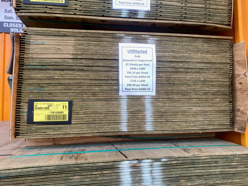 Utilityclad Ungrooved 2440x1200x12mm H3.2 2nds (PACK of 45) *SPECIAL $57.00 PER SHEET*