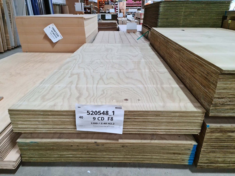Plywood 2400x1200x9mm H3.2 CD F8 *NOT TO BE USED AS CLADDING*