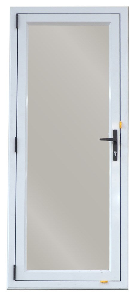 Aluminium Door 800X2000 Right Hinge Open Out - WHITE Single-Glazed Safety Glass