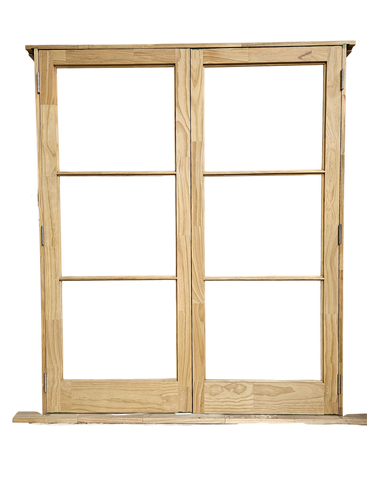 French Wooden Door - 1655x2050 3 Lite *UNGLAZED*