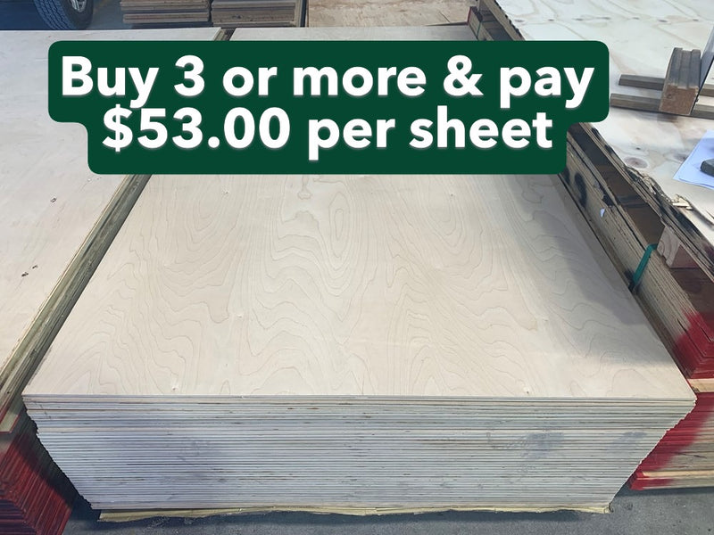 Ply 2400x1200x12mm Untreated (UT) Birch Poplar Core Utility/Seconds Grade