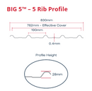 IRON - NEW 5 RIB ZINC -  S/L 1.8m