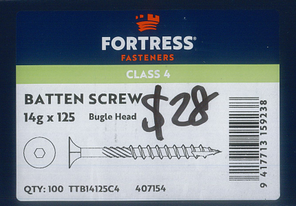 Batten Screw 14GX125mm Bugle Head T17 Class 4