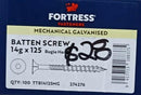 Batten Screw 14GX125mm Bugle Head T17 Mechanical Galvanised