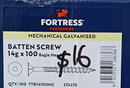 Batten Screw 14GX100mm Bugle Head T17 Mechanical Galvanised
