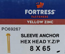 Bolt M8x65mm Sleeve Anchor Hex Head - Zinc