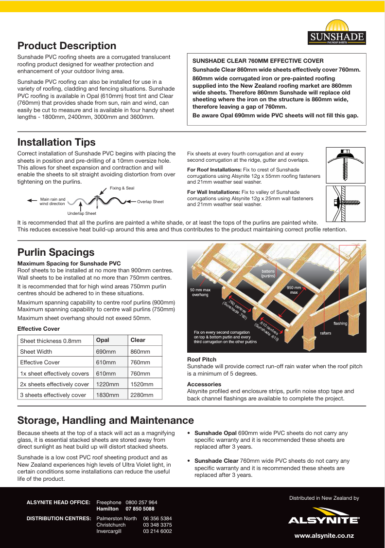 Sunshade Opal PVC Roofing S/L 3.6m 610 Cover
