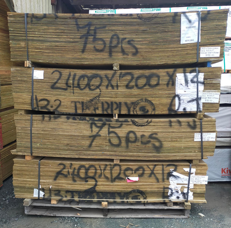 Plywood Pack 2400x1200x12mm H3.2 Reject Grade - 37 Sheets