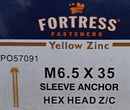 Bolt 6.5x35mm Sleeve Anchor Hex Head - ZINC
