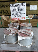 Galvanized 6mm Steel Wire Rope -1000m Full Roll 2nds