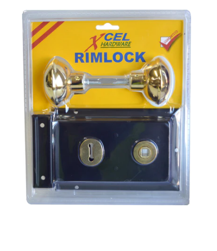 XCEL Rim Lock with Handles Black 150mmx100mm
